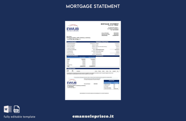 estratto conto mutuo della United Bank Lussemburgo Est Ovest stile verificato Mo